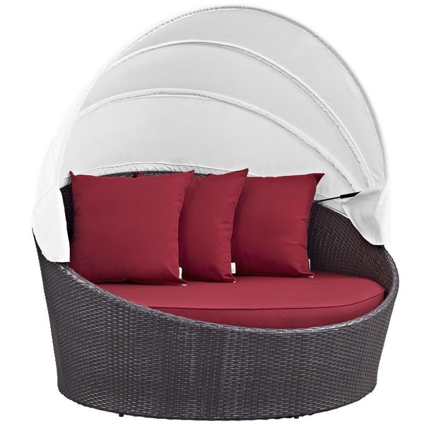 Modway Convene Canopy Outdoor Patio Daybed, Espresso Red EEI-2175-EXP-RED